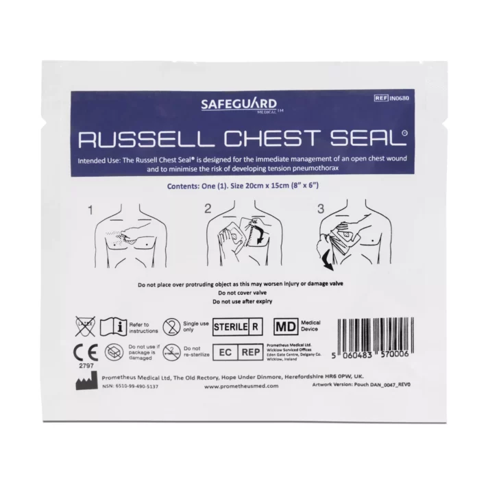 Оклюзійна пов'язка Russell Chest Seal – герметична пов'язка для проникаючих поранень грудної клітини